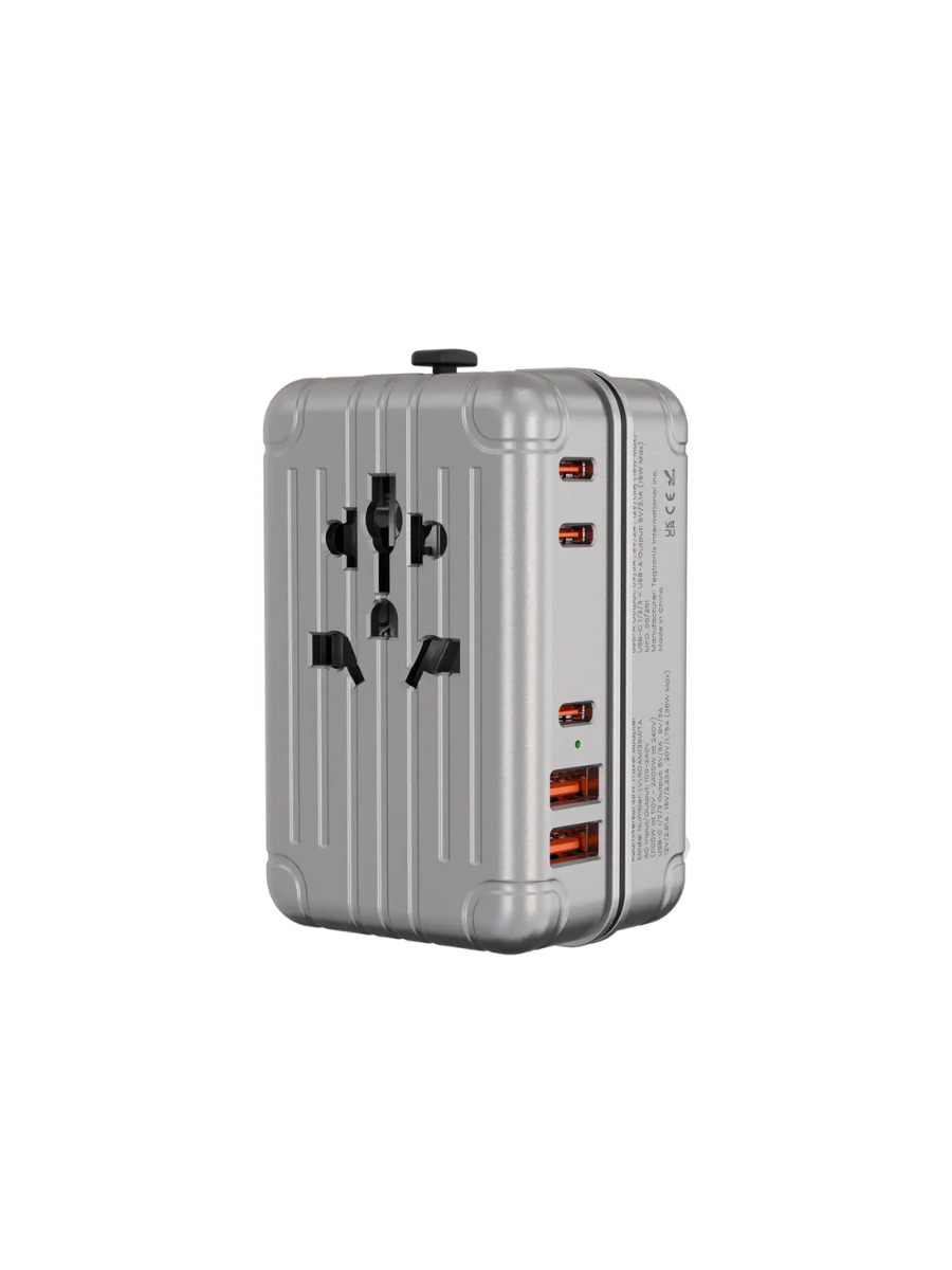 Levelo Roamiversal 2400W Luggage Design Travel Adapter - Aluminum Silver